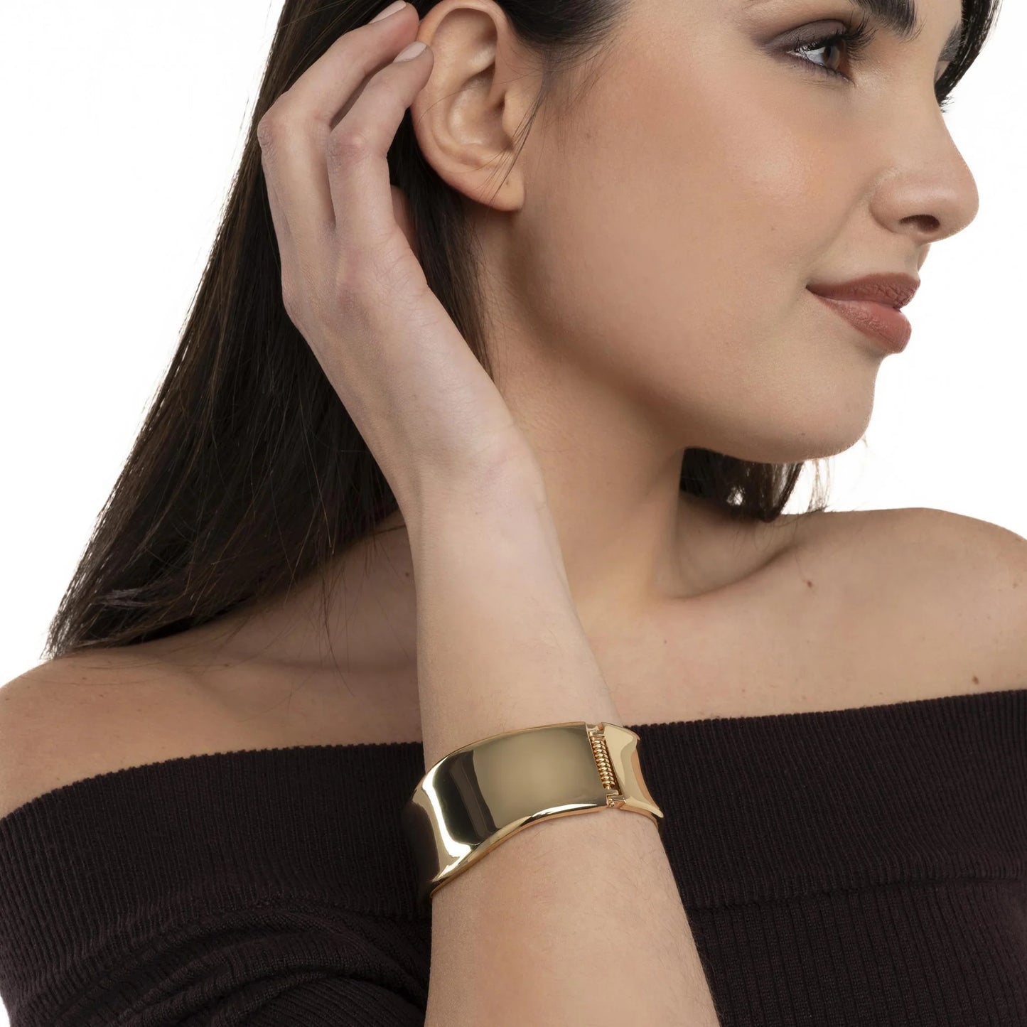 Bracciale rigido a manetta in ottone lucido