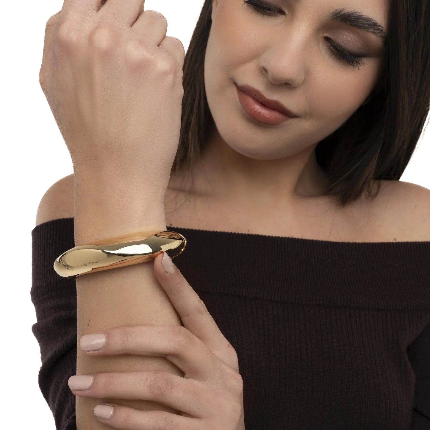 Bracciale rigido a manetta in ottone lucido