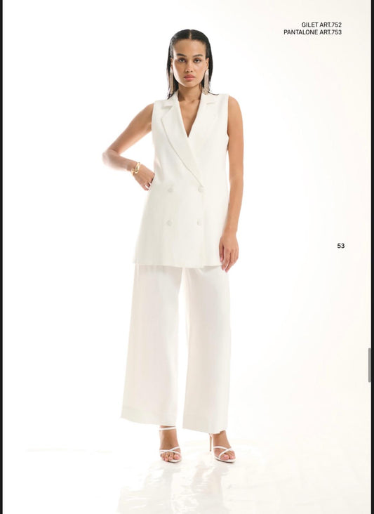 tailleur bianco giacca pantalone